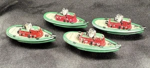 4 1987 VINTAGE 1.5" MINIATURE MICRO MACHINES TUG BOATS MARINE TOW GREEN GALOOB - Picture 1 of 5