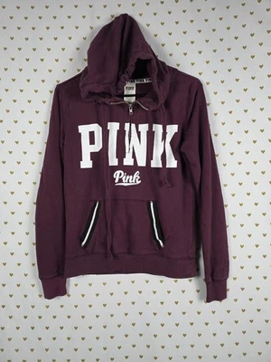 Victorias Secret Rosa Pullover Granate Logo Bolsillo Sudadera con Capucha Chaqueta XS Foto 1 de 4