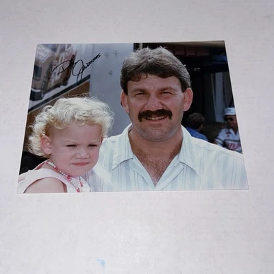 Dale jarrett w/DAUGHTER VINTAGE COLOR signed 8x10 NASCAR photo 1989 TALLADEGA - Image 1 of 3