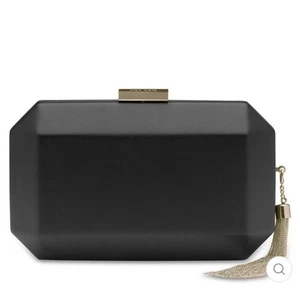 OLGA BERG Lia Facetted Clutch With Tassel in Black Crossbody Clutch Hard NWT $99 - Picture 1 of 8