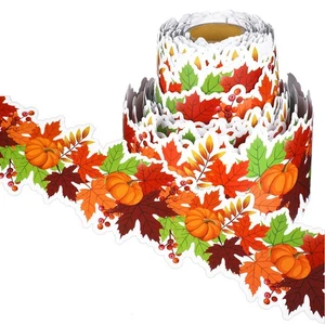 65.6 ft Thanksgiving Bulletin Board Border Fall Pumpkin Fall Bulletin Board B... - Foto 1 di 7