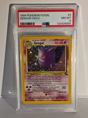 1999 POKEMON FOSSIL #5 GENGAR-HOLO PSA 8 - Image 1 of 4