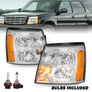 Fit 2003-2006 Cadillac Escalade Chrome Headlamp HID Xenon Headlight w/Bulbs L+R - Picture 1 of 7