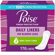 Poise Daily Incontinence Panty Liners, 2 Drop, Very Light Absorbency, Long,176Ct