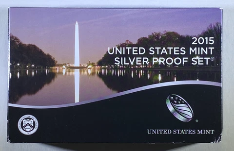 2015 S United States Mint Silver Proof Set - Original Box and COA Cover