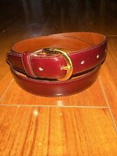 Coach Mens Polished Leather Dress Belt Size 36 / 90cm Burgundy Solid Brass 3921