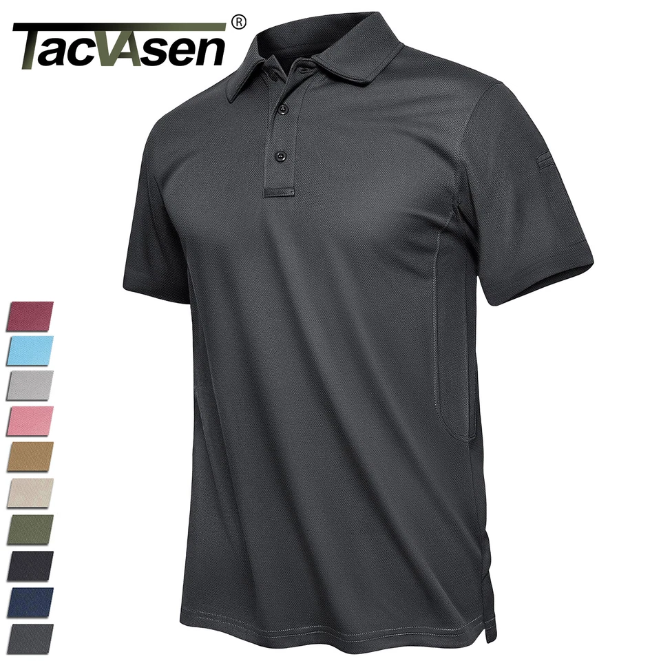 Camisas polo para hombre manga corta secado rápido informales al aire libre golf deporte equipo trabajo camiseta Foto 1 de 4