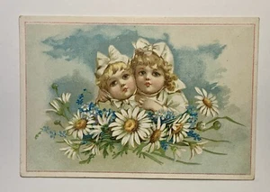 Victorian Trade Card Salesmans Sample ~ D.H. Knowlton & Co. Maine ~ Blonde Girls - Picture 1 of 3