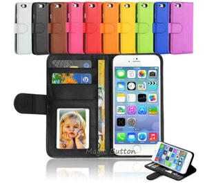 Premium Flip Wallet Case PU Leather Card Slot Cover For iPhone 8 Plus 6s 7 Plus - Picture 1 of 13