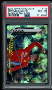 2020 Topps Chrome F1 Sapphire Charles Leclerc #146 Aqua /99 PSA 8 Ferrari F1