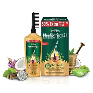 Dabur Vatika Ayurveda Neelibhringa21 Hair Growth Oil - (50 ml + 25ml Extra Free) - Picture 1 of 7