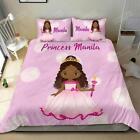 Personalized Custom Name Princess Black Girl Quilt Duvet Cover Set Bedding