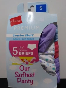 Hanes Premium Girls Briefs 5 Pack ~ Ultra Soft Briefs ~ Size Small ~ Free S/H - Picture 1 of 3