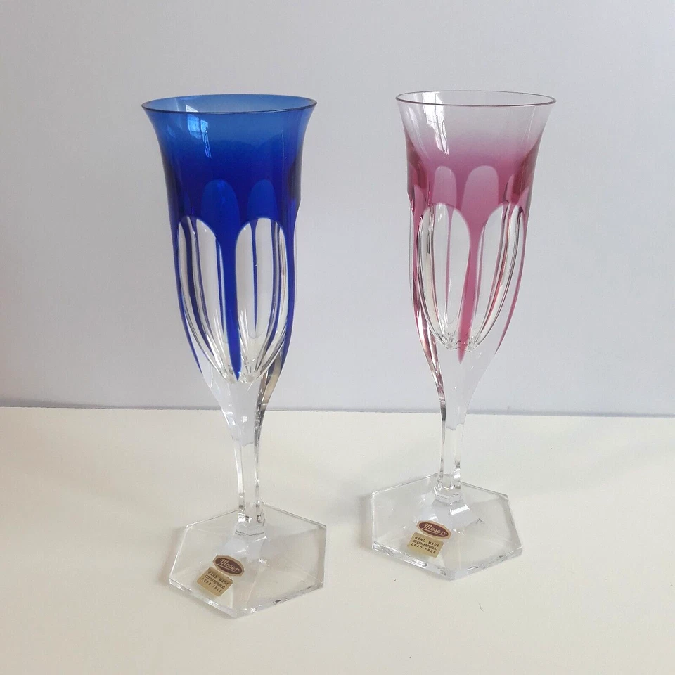 COPPIA BICCHIERI VINTAGE MOSER IN CRISTALLO BOEMO - Immagine 1 di 1