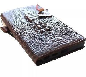 Genuine Leather case fo Galaxy s22 S23 S24 Ultra Wallet s21 s25 crocodile Sample - Picture 1 of 10