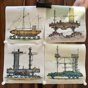 Poster Steampunk Vintage P. Wolff Steampunk Stampa Arte Set di 4 Motori Mortali Come E8 - Foto 1 di 16