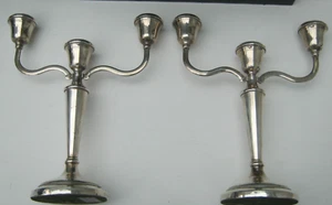 Birmingham 1972 Pair Of Sterling Silver Candleabra Candlesticks By L MIllington - Picture 1 of 7