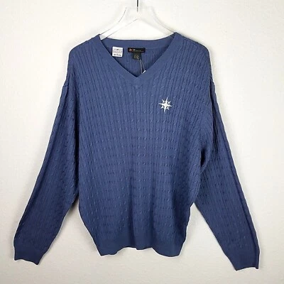 SEATTLE MARINERS Silk Sweater Men's L Blue New  Antigua Cable Knit - Изображение 1 из 4