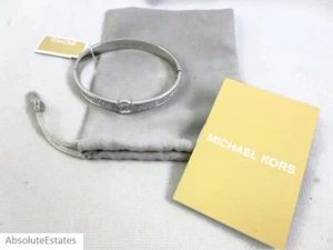 NEW $155 Ladies Michael Kors Silver Pave Crystal Bangle Bracelet MKJ8003040 NWT - Picture 1 of 1