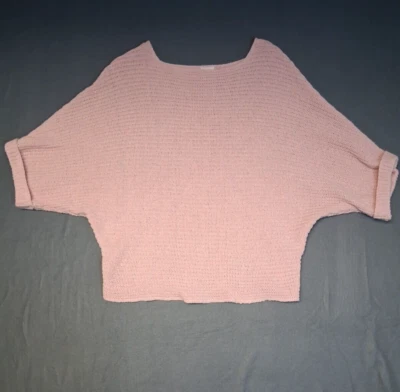 Pullover Sadie & Sage cuello redondo tejido manga corta rosa para mujer talla S Foto 1 de 4