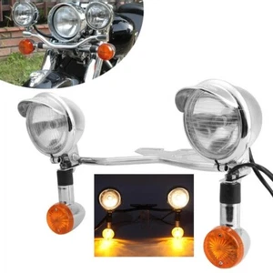 Passing Turn Signal Driving Spot Fog Light Bar Set For Harley Touring Chopper - Picture 1 of 12