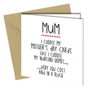#474 MOTHERS DAY Greeting Card Mum Nursing Home HUMOUR Funny Rude - Picture 1 of 2