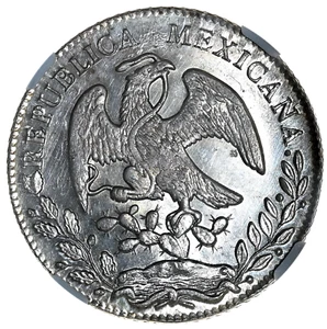 MÉXICO Plata 8 Reales 1860 Mo FH 'Ciudad de México como nuevo' NGC MS61 - Imagen 1 de 5