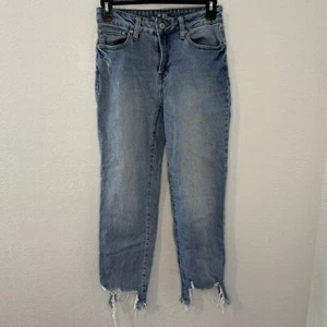Rewash Mid Rise Distressed Frayed Hem Denim Women’s Blue Jeans Sz 3/26 - Picture 1 of 5