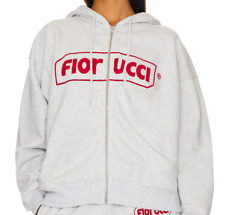 Fiorucci Logo Full Zip Hoodie Gray Women's Small