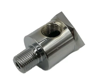 Chrome Oil Pressure Gauge Fitting Harley Dual Gauge Light Switch Combo fitting - Picture 1 of 3