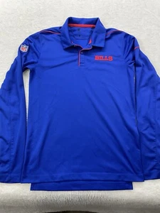 Blue Nike Dri-Fit On Field Buffalo Bills Long Sleeve Polo Shirt Men's S Small - Picture 1 of 12
