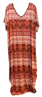 Nuevo con etiquetas Maxi Vestido LuLaRoe 3XL Oxidado Rojo Blanco Rayas Largo Macy Foto 1 de 4