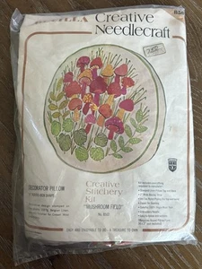 Bucilla Creative Needlecraft Mushroom Field 8502 14" Round-Box Shape Pillow NEW - Picture 1 of 9