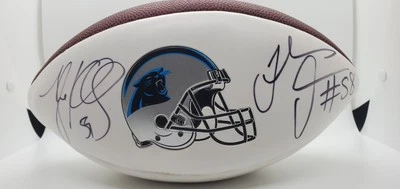 Luke Kuechly59 & Thomas Davis58 Carolina Panther Signed Wilson Football JSA Cert - Image 1 of 4