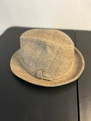 Sombrero de Lana Fedora Tweed Años 90 Circa 7-1/4, 58cm Marrón Cuadros Y2K Derby De Colección Foto 1 de 4