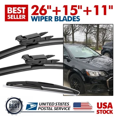 3 PCS 26"&15"&11" OEM QUALITY Windshield Wiper Blade For Chevrolet Aveo 2012-17 - Image 1 of 4