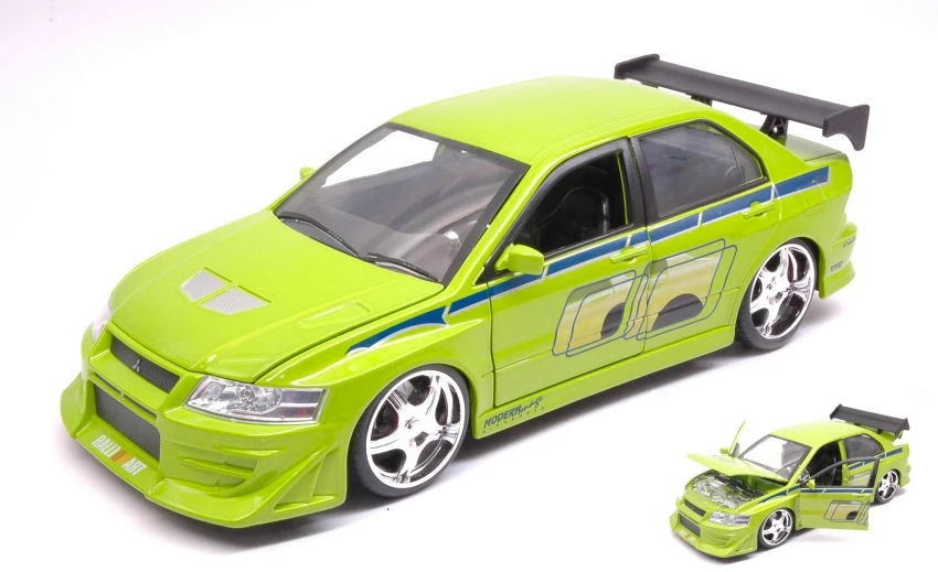 Brian's Mitsubishi Lancer Evolution VII Fast & Furious Light Green 1:24 Model - Immagine 1 di 1