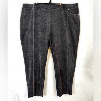 NWT Quacker Factory Gray Stretch Corduroy Straight Leg Pants 3XL Short - Image 1 of 4