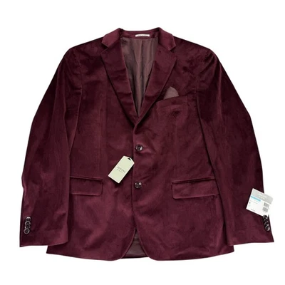Alfani Mens Slim Fit Solid Velvet Sport Coat Burgundy Red 40S - Image 1 of 4