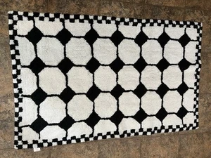 MacKENZIE CHILDS Westminister Check Bath Rug LARGE BLACK & WHITE 30 x 48 - Picture 1 of 4