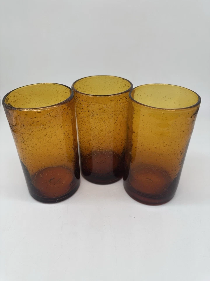 3 VIDRIOS BURBUJA ARTLAND IRIS HIGHBALL ÁMBAR Foto 1 de 4