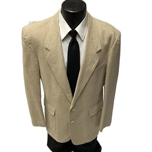Vtg 90's Jordache Men's BEIGE TROPICAL Sport Coat NATURAL Jacket LINEN Blazer 40 - Picture 1 of 11