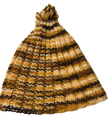 HANDMADE Knit Hat VINTAGE Women's Girls Winter Cap Orange and Brown Fall Colors - Image 1 of 4
