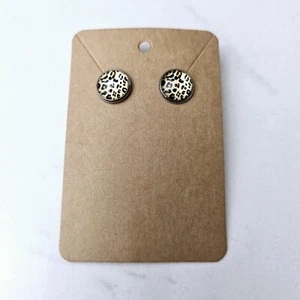 12mm Leopard Print Stud Earrings - Picture 1 of 4