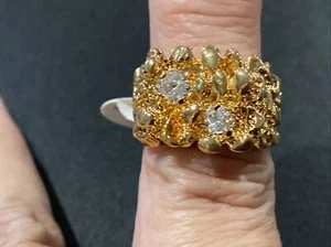 Herren Ring Gr. 8 Zirkonia 14 K vergoldet Nachlass Schmuck - Bild 1 von 9