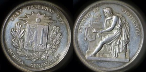 Medal:Swiss Post Tenebras Lux/Schola Genevensis Litterat. 41 mm,Silver IRTM2937 - Picture 1 of 1