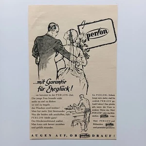 1954 Perlon Ski Fahren Winter Werbeanzeige Werbung Reklame Print Ad - Picture 1 of 1