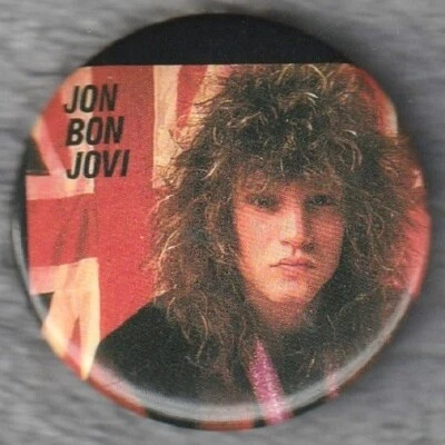 Jon Bon Jovi Botón Años 80 De Colección Pinback Banda para el Pelo Sombrero Sambora Rock 1.5" Foto 1 de 3