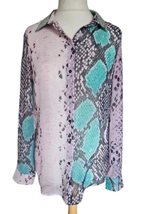 Guess Camisa Multicolor Estampado Serpiente Talla Grande EUR40 UK 10 - Imagen 1 de 9