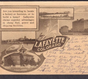 Lafayette CO Simpsom Coal Mine 1907 Northern Colorado Electric Mill Ad PostCard - Picture 1 of 10